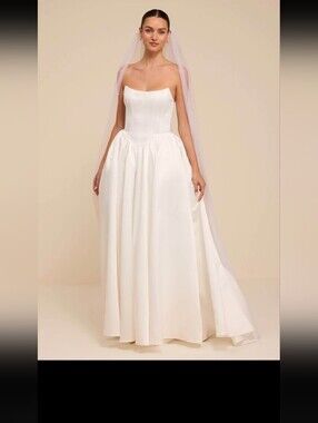 White Satin Bustier Lace-Up Maxi Dress